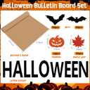 100 Pcs Halloween Classroom Bulletin Board Decorations Happy Halloween Bat Pumpkin Maple Leaf Bulletin Board Paper Cutouts with Glue Points for School Classroom Home Wall Decor