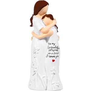 Mother Daughter Figurine, HKFUON Mothers Day Gifts for Mom from Daughter, Sentimental Resin Figurines for Mother's Day Birthday Christmas Home Office Decor(Hugging Style)