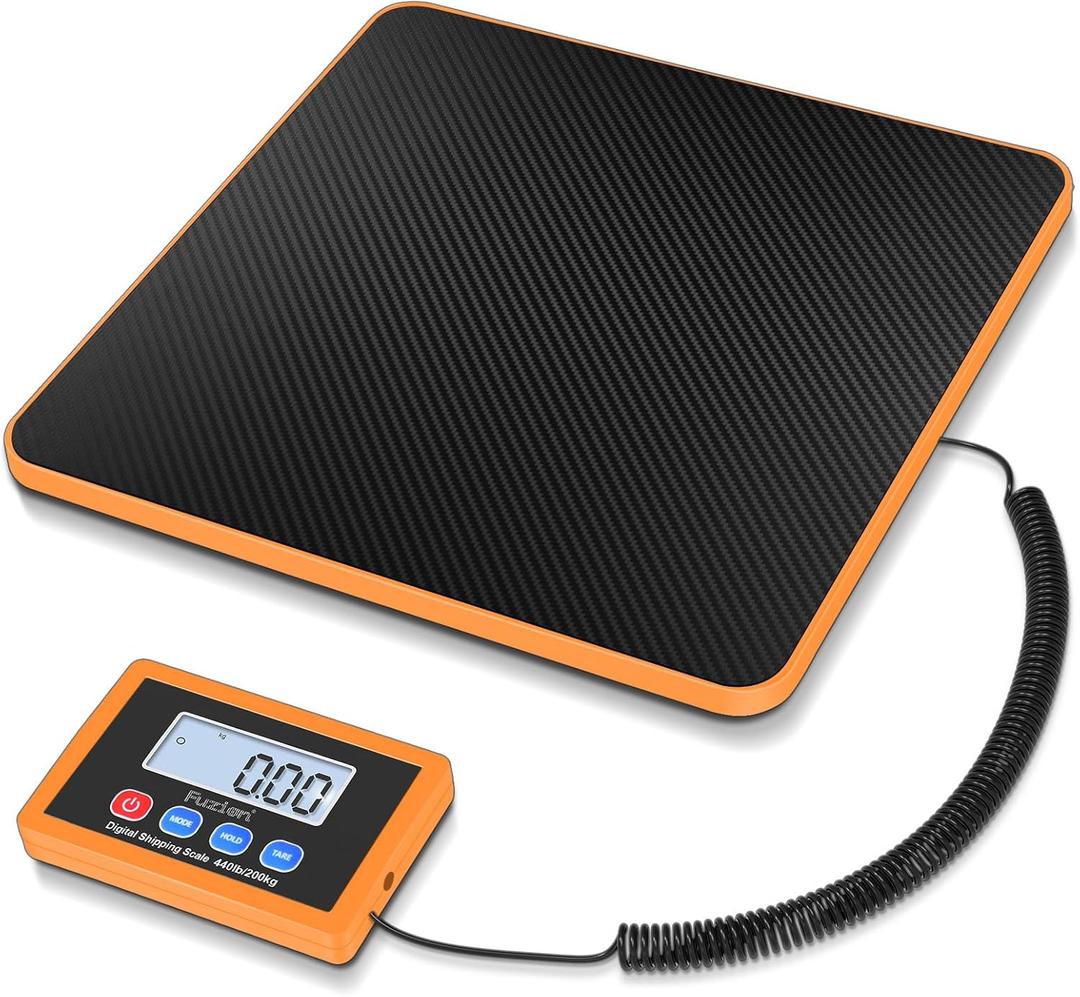 Fuzion Shipping Scale, 440LB/200KG x 10g Digital Postal Scale, Hold/Tare Function, Postage Scale for Packages Small Business/Luggage/Mailing, Battery & AC Adapter Included (PS4B(Carbon Fiber))
