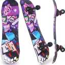 Nattork 27"x 8" Complete Skateboard for Beginners Youth Teens Kids Boys or Girls with Plastic Deck ABEC 7 Bearings