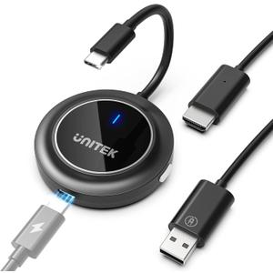 Unitek Wireless HDMI Display Dongle Adapter with PD3.0 100W Charging Port- Portable USB C Wireless Mirroring Transmitter Stream Video to Monitor Projector for TV Phone Laptop iOS Android Windows