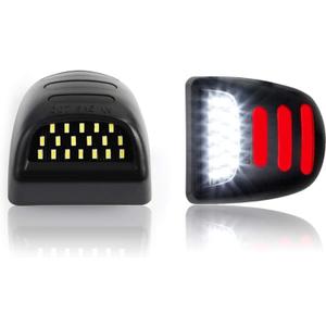 Bestview LED License Plate Lights Assembly w/Red OLED Neon Tube Compatible with Chevy Silverado GMC Sierra 1500 2500 3500 Suburban Tahoe Cadillac Escalade EXT, 6000K White 2-Pieces