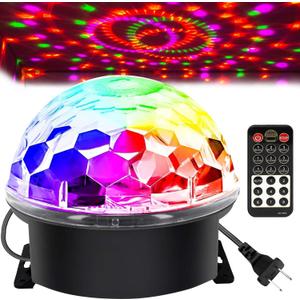 memzuoix Disco Ball Dj Strobe Light with 6 Colors, Sound Activated Big-Size Magic Stage Party Light with Remote Control, Halloween Decorations Bar Wedding Home Club (7'' Big Size)