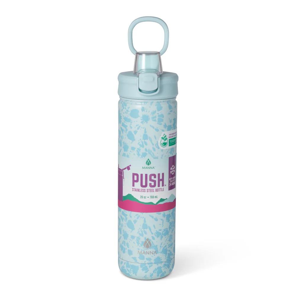 Manna™ Push™ Stainless Steel Bottle - Blue