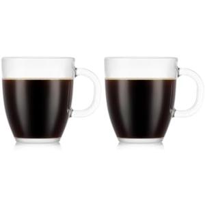 Bodum 12oz Bistro Coffee Mug Single-Wall Tempered Glass, 2 Pack, Clear