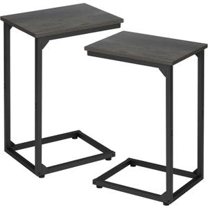 AMHANCIBLE C Shaped Side Table, End Tables Living Room Set of 2, Slide Under Couch Table for Sofa, TV Trays for Bedroom, Small Space, Dark Grey, HET02CDG