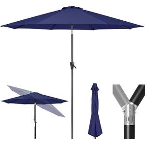 Tempera Patio Market Outdoor Table Umbrella with Push Button Tilt and Crank,Large Sun Umbrella with Sturdy Pole&Fade resistant canopy,Easy to set  (Navy Blue 9 FT)