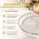 Havawish 4 Pcs 13 Inch Hammered Glass Charger Plates with Gold Edge