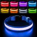 PcEoTllar Light up Dog Collar for Night Walking - LED Dog Collar Light Rechargeable Color Changing, Glow in the Dark Dog Collars Waterproof Glowing Dog Collars  (M(15 inch-19.7 inch), Blue