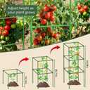 Halatool 4 Pack Square Tomato Cages for Garden, 45 Inch Heavy Duty Adjustable Metal Tomato Trellis for Climbing Plants Green Plant Support Stakes for Vegetables Flowers Fruits&Raised Bed Outdoor