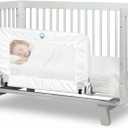 Salcod 33inch Universal Swing Down Crib Rail Guard, Convertible Crib Bed Rail for Toddlers, with Reinforced Wing Nut Safety System, Compatible with All Major Brand of Crib