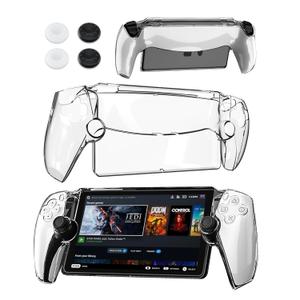 RHOTALL Clear Protective Case for PlayStation Portal Remote Player, PC Hard Cover Case with Ergonomic Design for PS portal, PC Cover Shell for PS5 portal Accessories, with 4 non-slip Thumb Stick Caps