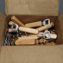 30 pcs wooden handle stainless steel beer bottle opener, smooth rubber wooden drink bottle cap opener family party bar bartender, DIY logo engraved gift