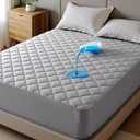 Bedsure Queen Mattress Protector, Quilted Waterproof Mattress Protector with Deep Pocket up to 22 Inches, Soft Breathable Noiseless Bed Pad Topper, Queen Bed Cover for Home, Bedroom, Hotel Grey