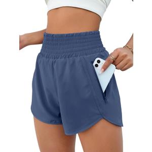 BMJL Women's Athletic Shorts High Waisted Running Short Pocket 2.5" Sporty Shorts Gym Workout Shorts (Blue, S)