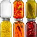 [6 Pack] 32 oz. Regular-Mouth Glass Mason Jars - with Metal Airtight Lids and Bands 1 quart Large for Canning, Preserving, & Meal Prep