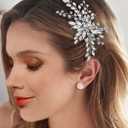 Easedaily Bride Wedding Hair Comb Silver Crystal Hair Pieces Rhinestone Headpieces Bridal Clip Side Combs Hair Accessories for Women and Girls