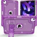 ZoneFoker Case for iPad Air 5th/4th Generation Case (2022/2020) 10.9'', for iPad Pro 11 Inch (4th/3rd/2nd/1st Gen), Hard Sturdy Slim Cover for iPad Air 5 4 th with Pencil Holder/Stand, Purple Glitter