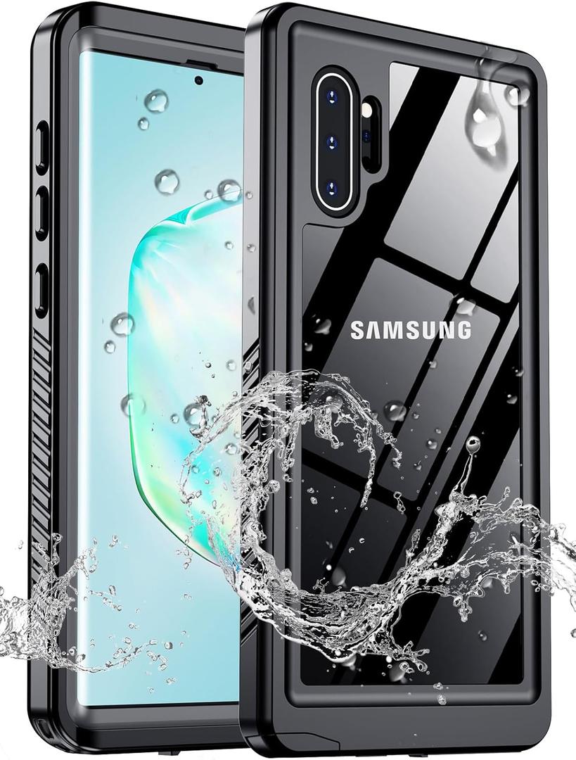 MOZOTER for Samsung Galaxy Note 10 Plus Case Waterproof,[IPX8 Underwater Case][Full Body Shockproof & Military Dropproof] Built-in Screen Protector for Samsung Note 10+ Plus 6.8 inch-Black