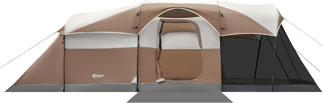 PORTAL 6/8/10 Person Family Camping Tent with Screen Room, Water Resistant Big Tunnel Tents with Rainfly, Large Family Tent for Camping, Outdoor, Patio