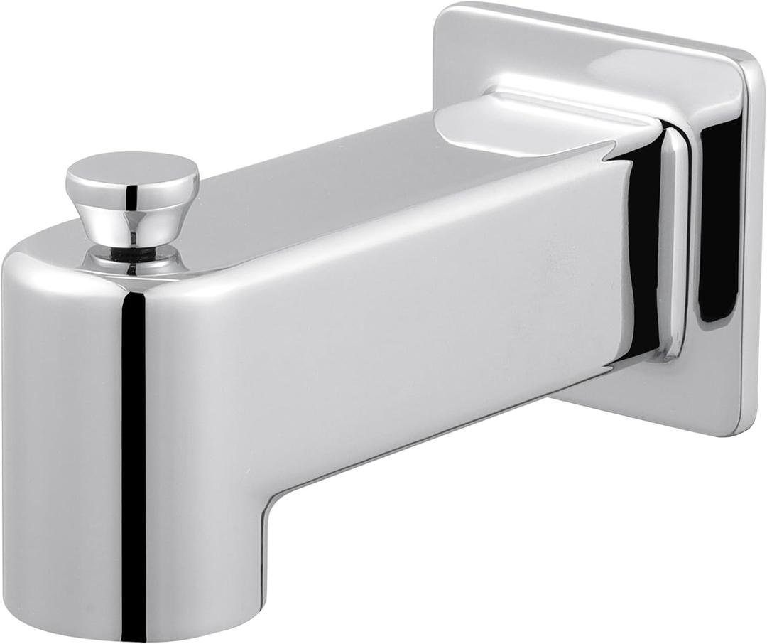 KES All Metal Tub Spout with Diverter, 5-3/8 Inch Bathtub Faucet Replacement, Slip-on Fits 1/2 Inch Copper Pipe, Polished