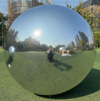 Giant Inflatable Mirror Ball Hanging Disco Mirror Sphere Air-sealed Reflective Balloon for Nightclub Stage Party Decoration (Silver, 78.8 inch)