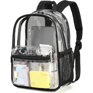 CAMTOP Mini Clear Backpack for Stadium Events Approved Small Clear Bag Backpacks Purse for festival Concert Work (Black)