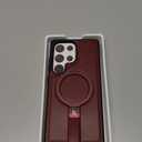 for Samsung Galaxy S25 Ultra Leather Case with Stand, Anti-Slip Grip Ring, Fits for MagSafe (Burgundy, S25 Ultra-6.9inch)