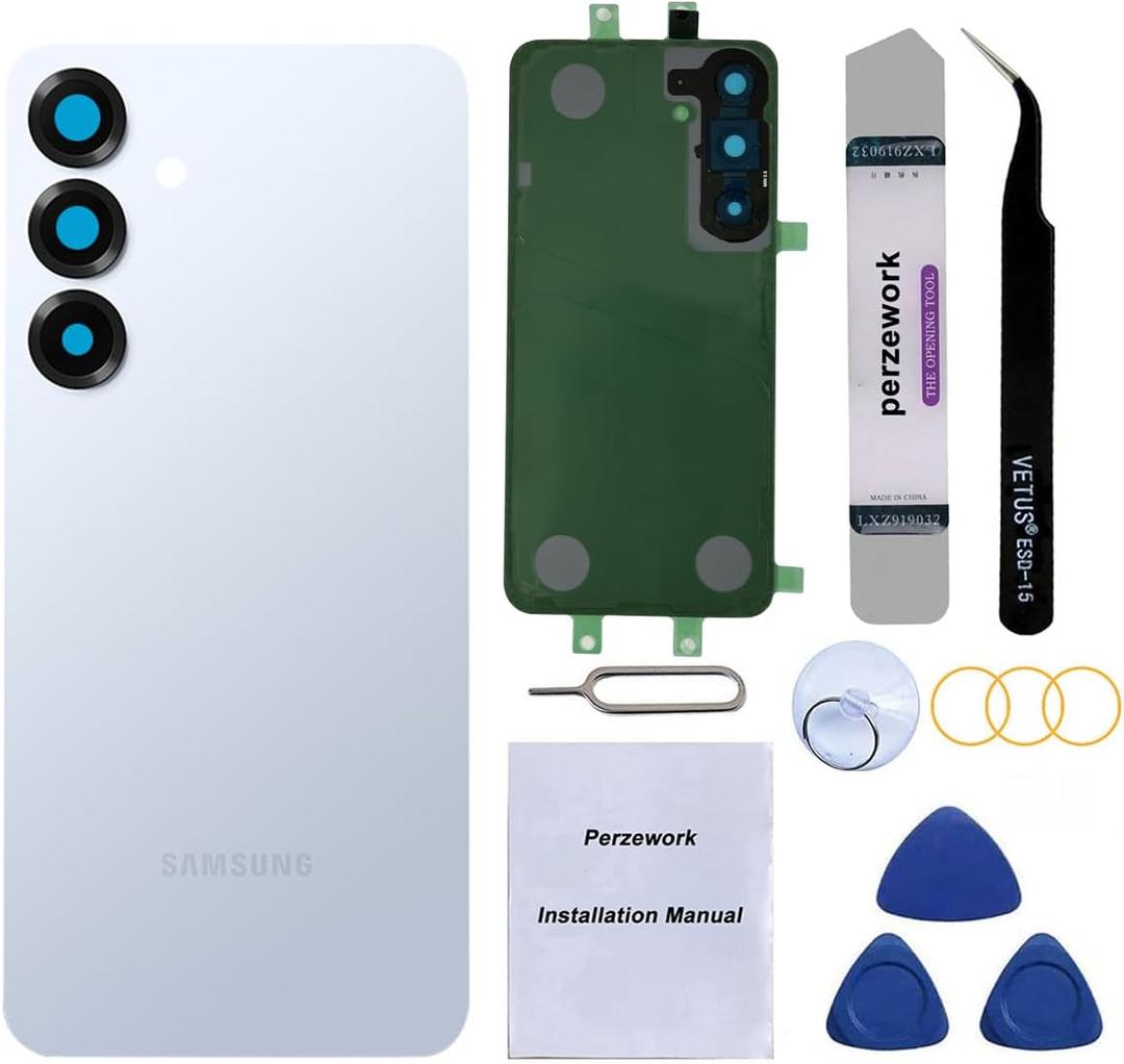 Rear Back Glass Replacement Compatible with Samsung Galaxy S25 6.2-inches with Reparing Toolkit (Icyblue)