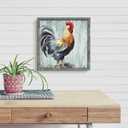 Rooster Wooden Wall Art Decor: Farm Cock Picture Country Animal Framed Artwork Rustic Farmhouse Chicken Painting is the Perfect Combination of Energy Nature for the Kitchen Bedroom 20"x20"