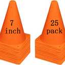 Soccer Cones (7 Inch 25 Pack), Agility Training Sports Cone Plastic with Carry Bag for Football Basketball Drills Field Markers, (Orange)