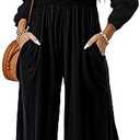 DOKOTOO Women's Casual Loose Overalls Jumpsuits One Piece Sleeveless Wide Leg Long Pant Rompers With Pockets XL