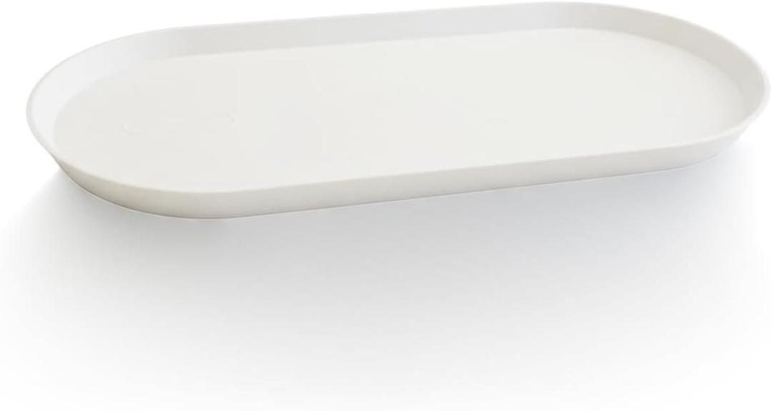 Small Silicone Tray 8.7" White Oval Catch All Decorative Tray for Vanity Bathroom Desk