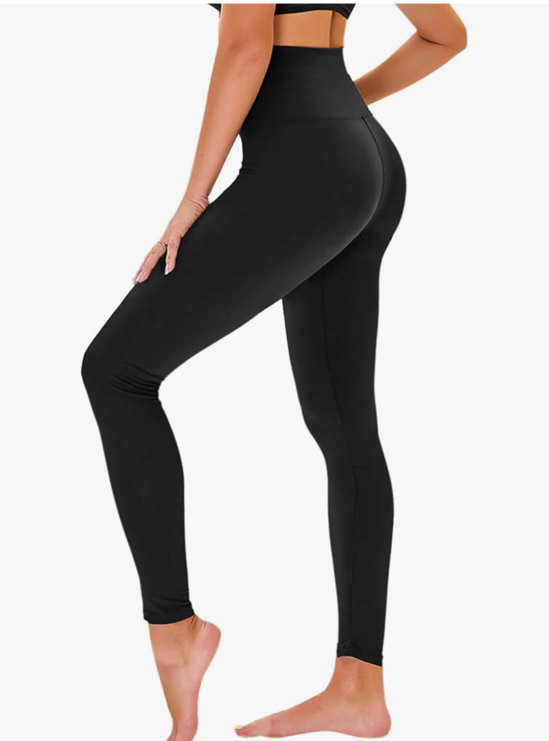 High Waisted Leggings for Women - No See Through Tummy Control Cycling Workout Yoga Pants, Black, S-M