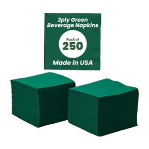 Perfectware 2 Ply Hunter Green Beverage Napkins- Pack of 250ct