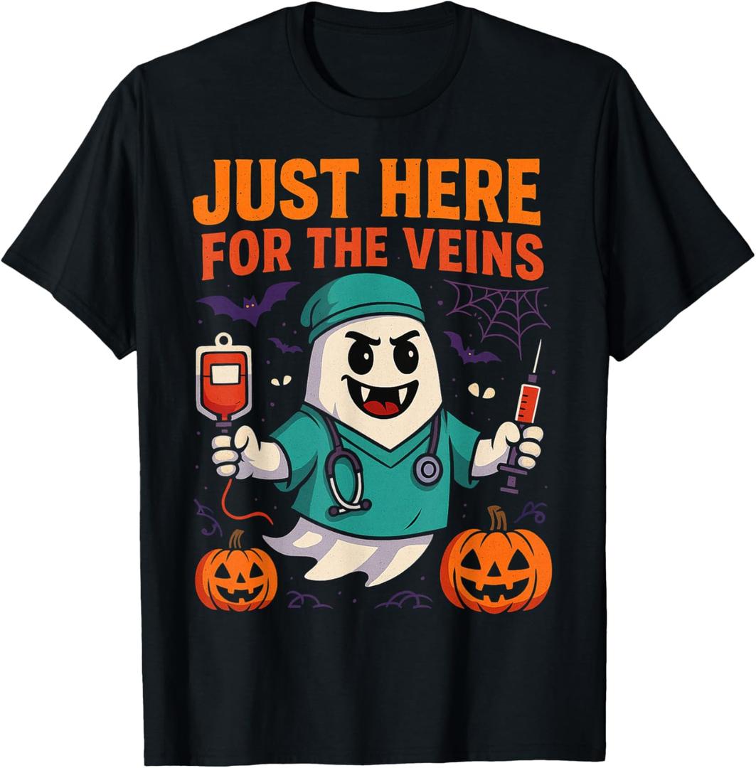 Funny Halloween Phlebotomist Ghost Vein Lover T-Shirt
