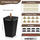 Sofa Legs Square Bed Feet 4 inch Wood Replacement Leg for Furniture Set of 8,Black (4, 8set)
