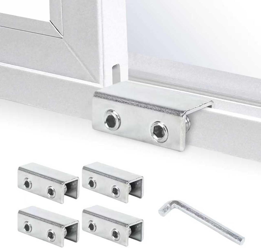 4 Pack Window Locks,Window Locks for Horizontal Sliding Windows,Adjustable Aluminum Easv to Install Window Stopper,No-Drill Install,Window Lock for Patio Bedroom Home and Office