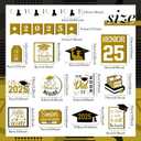 22 Pcs 2025 Graduation Tiered Tray Signs Sets Farmhouse Wooden Class of 2025 Graduation Signs for Home Party Tiered Tray Table Office Desk(Gold)
