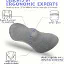 kasney Lumbar Support Pillow, Memory Foam Lumbar Pillow for Lower Back Pain Relief, Back Support Pillow for Office Chair, Car Seat - Dark Gray