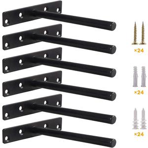 Blind Floating Shelf Brackets 5 Inch - DIY Heavy Duty Wall Shelf Brackets, Solid Steel Matte Black Hidden Support with Hardware for Custom Wood Shelves (6 Pack)
