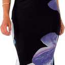 Bodycon Mesh Dresses for Women Sleeveless Midi Floral Tie Dye Dress Side Slit Wedding Cocktail Party Dresses (Large, Deep Purple)