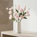 6PCS Pink Eustoma Lisianthus Artificial Flowers Faux Silk Flowers 26.8" Fake Pink Flowers for DIY Wedding Bouquet Centerpiece Table Home Party Decor(Pink)