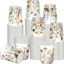Pickmesh 100 Pcs Vintage Flowers Paper Cups Christmas Disposable Cup 9 oz Tea Drinking Disposable Paper Cups for Holiday Party Supplies Decorations(Autumn Wildflowers)