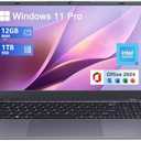 UOWAMOU Laptop Computer 15.6 inch, Intel Quad Core N95, 16GB LPDDR5 RAM 512GB NVMe SSD Laptop with FHD IPS Display, WiFi 5, BT5.0, USB Type C and Fingerprint
