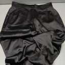 heipeiwa Women's Satin Pants Dress Casual Pleated Pull on High Waist Pants Baggy Front Tapered Trouser L