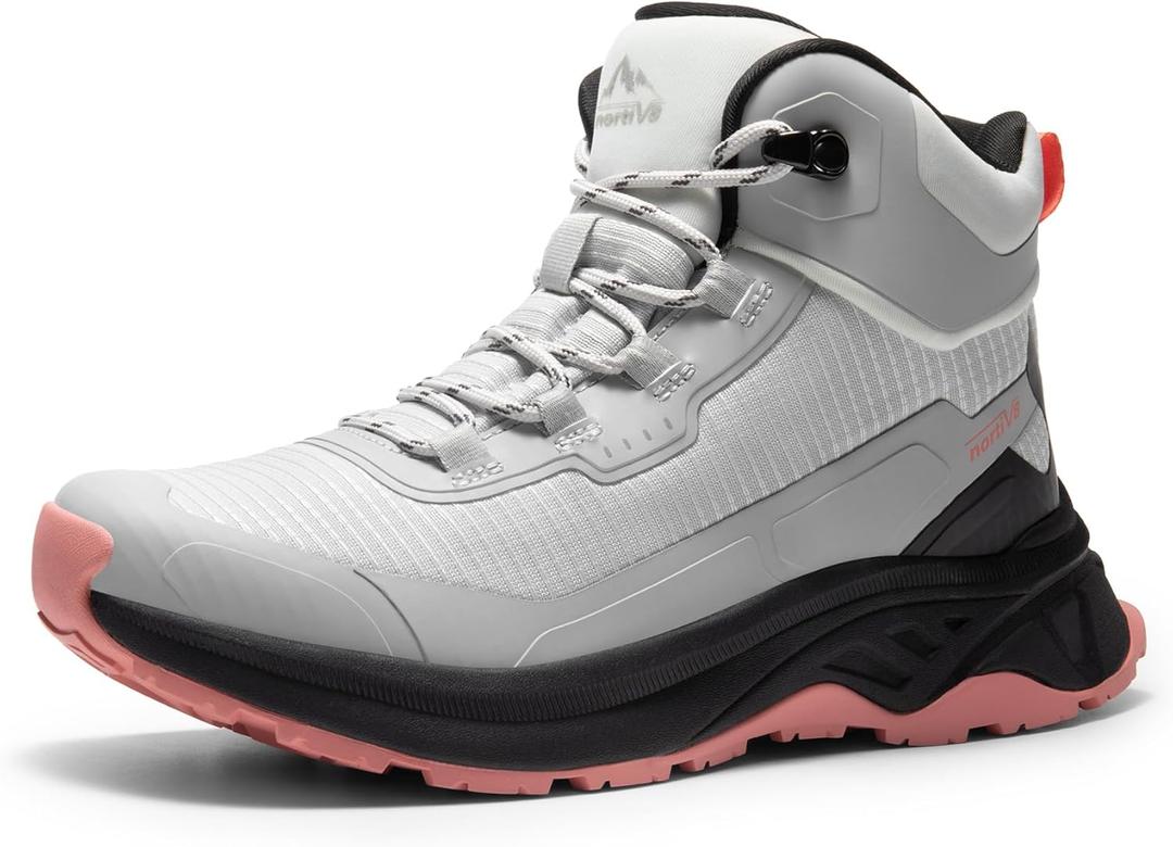 NORTIV 8 Women's Lightweight Hiking Boots Waterproof Trekking for Outdoor, Size 8, Grey Pink, SNHB241W