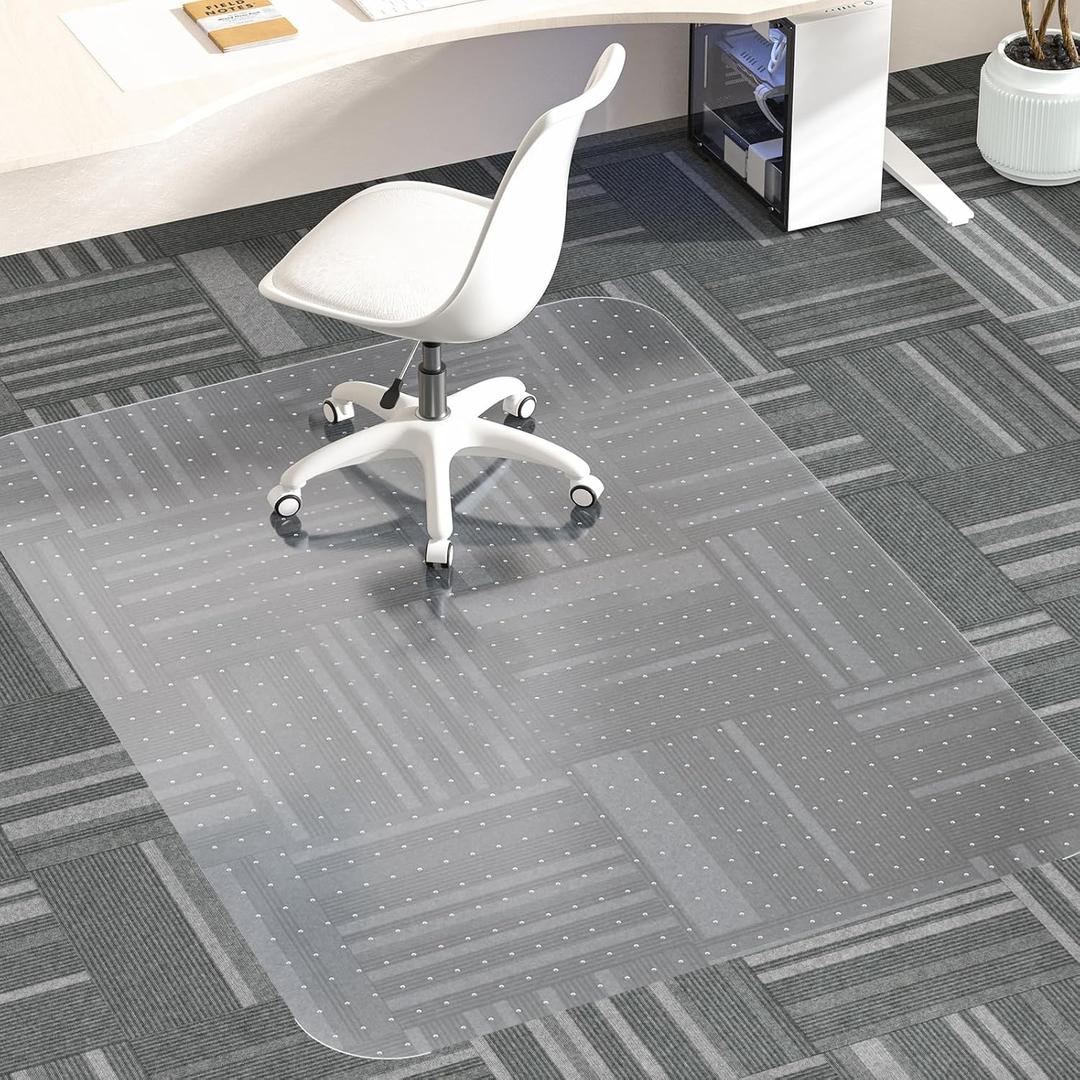 Office Chair Mat for Carpet, 48" X 60" Clear PVC Desk Chair Mat | Desk Chair Mat for Carpet Floors, Clear and Thick Carpet Chair Mats with Non-Slip Studded for Home and Office Low Pile Carpet