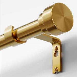 Oneach Heavy Duty Curtain Rods for Windows 66 to 120 Inch, 1 Inch Brass Gold Curtain Rod, Adjustable Length Rod with Metal Finials, Modern Decorative for Bedroom Kitchen Living Room (16 to 120 Inch)