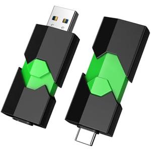 K&ZZ 128GB USB C Flash Drive 1 Pack Dual USB-C Thumb Drive 3.0 Push-Pull USB A + Type C Memory Stick Photo Stick for Smartphone Tablet Laptop iPhone 17